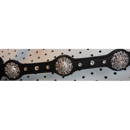 Black Leather Swarovski Crystal Breast Collar